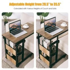 31.5 in. Brown Wood End Table C-Shape Mobile Snack End Side Sofa Laptop Table by ANGELES HOME -Sorbus Sales Store brown angeles home end side tables hw64 8ck 014 4f 1000