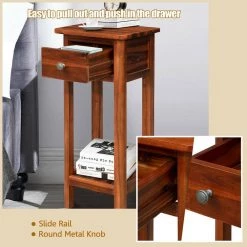 14 in. W Brown Wood 2 Tier End Side Table with Drawer by ANGELES HOME 15 14 in. W Brown Wood 2 Tier End Side Table with Drawer by ANGELES HOME -Sorbus Sales Store brown angeles home end side tables m65 8hw212na 44 1000