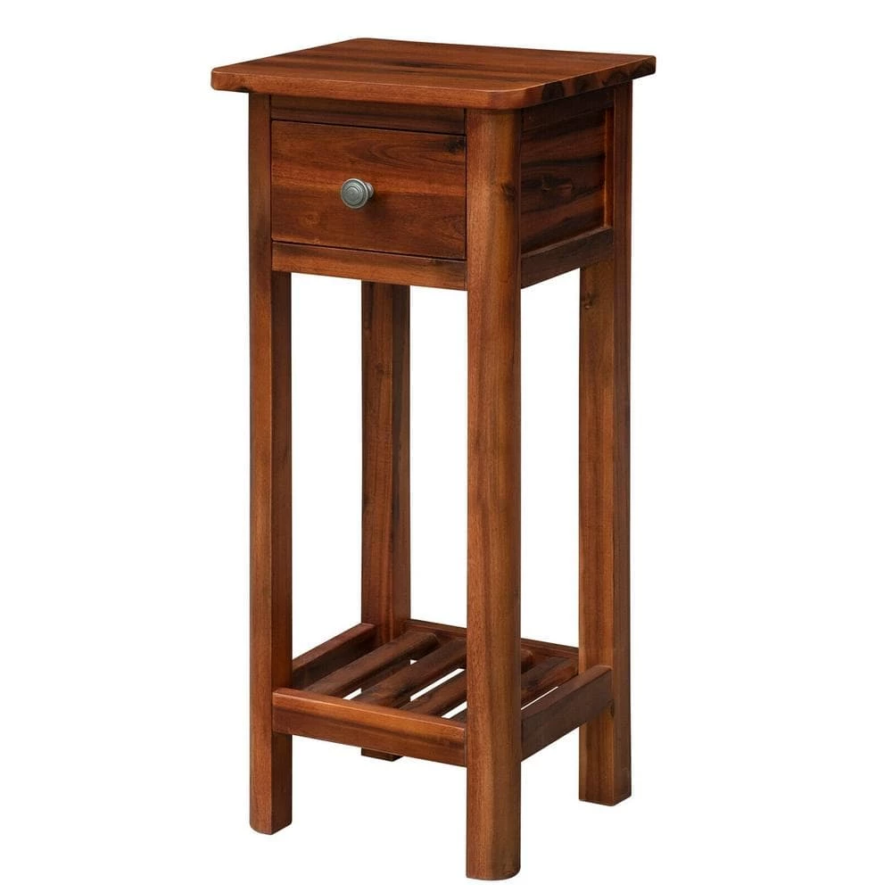 14 in. W Brown Wood 2 Tier End Side Table with Drawer by ANGELES HOME 3 14 in. W Brown Wood 2 Tier End Side Table with Drawer by ANGELES HOME