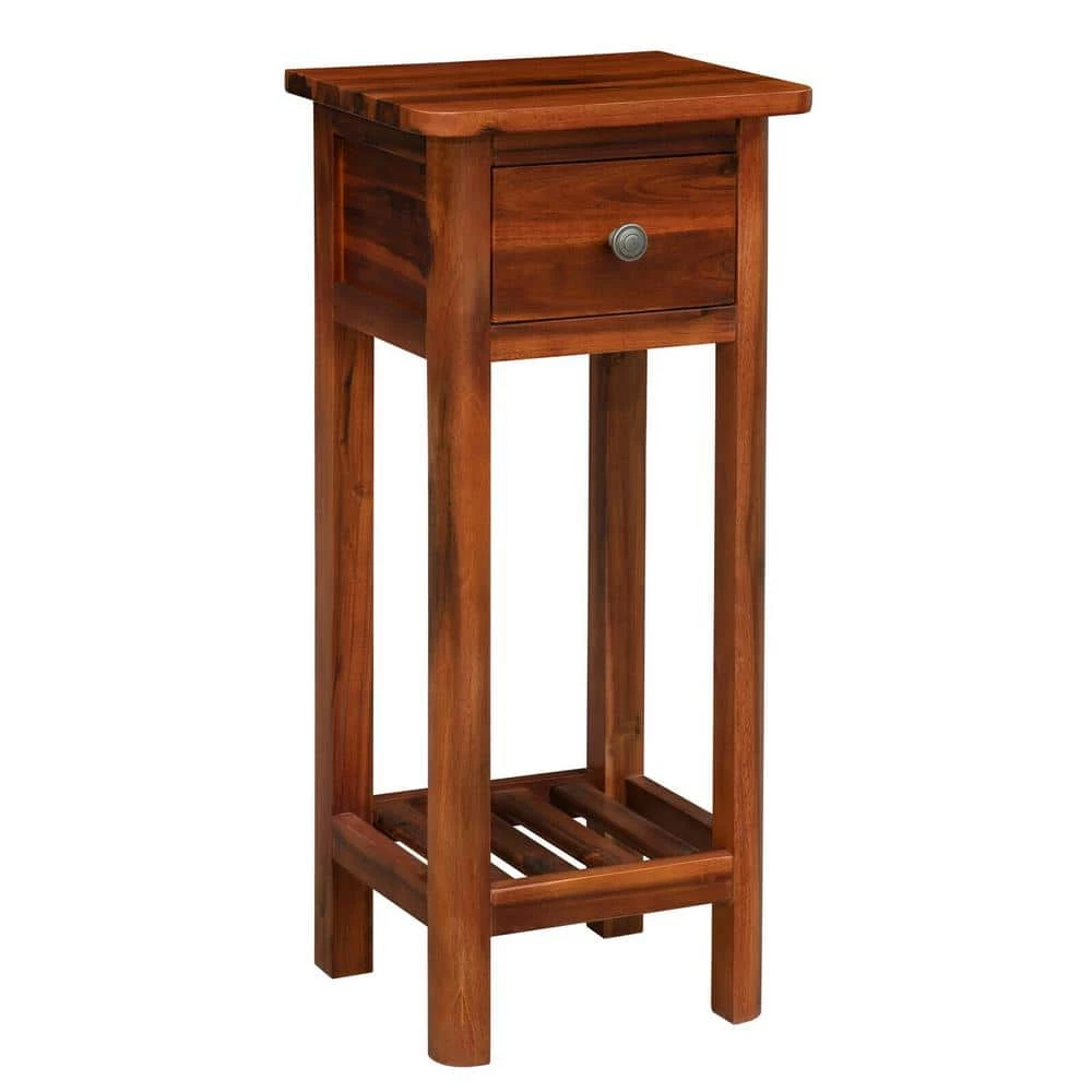 14 in. W Brown Wood 2 Tier End Side Table with Drawer by ANGELES HOME 5 14 in. W Brown Wood 2 Tier End Side Table with Drawer by ANGELES HOME - Image 3