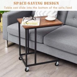 14 in. * 24 in. C-Shaped Wood End Table with Casters, Brown by ANGELES HOME 14 14 in. * 24 in. C-Shaped Wood End Table with Casters, Brown by ANGELES HOME -Sorbus Sales Store brown angeles home end side tables sa61 9hw494bk 1f 1000