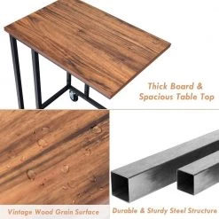 14 in. * 24 in. C-Shaped Wood End Table with Casters, Brown by ANGELES HOME 13 14 in. * 24 in. C-Shaped Wood End Table with Casters, Brown by ANGELES HOME -Sorbus Sales Store brown angeles home end side tables sa61 9hw494bk 4f 1000