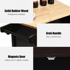 43 in. W Rolling Kitchen Cart Island with Wood Countertop, Kitchen Cart Trolley on Wheels, Brown by ANGELES HOME -Sorbus Sales Store brown angeles home kitchen carts m65 8hw684bn 44 1000