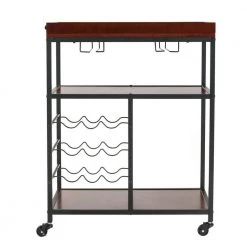 28 in. W Metal Brown Small Rolling Kitchen Cart Bar Serving Cart with Wine Rack by ANGELES HOME -Sorbus Sales Store brown angeles home kitchen carts m66 8hw307 4f 1000