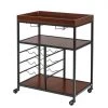28 in. W Metal Brown Small Rolling Kitchen Cart Bar Serving Cart with Wine Rack by ANGELES HOME -Sorbus Sales Store brown angeles home kitchen carts m66 8hw307 64 1000