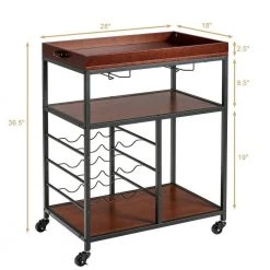 28 in. W Metal Brown Small Rolling Kitchen Cart Bar Serving Cart with Wine Rack by ANGELES HOME -Sorbus Sales Store brown angeles home kitchen carts m66 8hw307 c3 1000