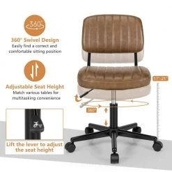 PU Leather Adjustable Swivel Task Chair with Backrest, Brown by ANGELES HOME -Sorbus Sales Store brown angeles home task chairs sa10 9cb208bn 1f 1000