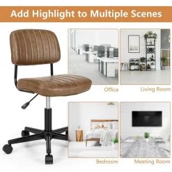 PU Leather Adjustable Swivel Task Chair with Backrest, Brown by ANGELES HOME -Sorbus Sales Store brown angeles home task chairs sa10 9cb208bn 44 1000
