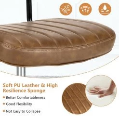 PU Leather Adjustable Swivel Task Chair with Backrest, Brown by ANGELES HOME -Sorbus Sales Store brown angeles home task chairs sa10 9cb208bn 4f 1000