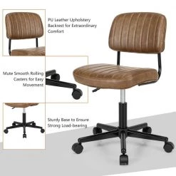 PU Leather Adjustable Swivel Task Chair with Backrest, Brown by ANGELES HOME -Sorbus Sales Store brown angeles home task chairs sa10 9cb208bn c3 1000