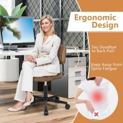 PU Leather Adjustable Swivel Task Chair with Backrest, Brown by ANGELES HOME -Sorbus Sales Store brown angeles home task chairs sa10 9cb208bn fa 1000