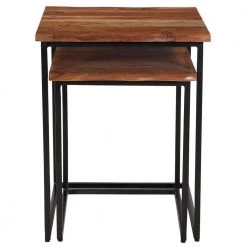 16.5 x 16 x 21 in. Brown And Black Rectangular Wood Live Edge Nesting End Table 2-Piece Set by FirsTime & Co. -Sorbus Sales Store brown firstime co nesting tables 70327 44 1000