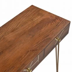 45 x 16 x 31 in. Rectangular Wood Brown And Gold Jayden Inlay Writing Desk by FirsTime & Co. -Sorbus Sales Store brown firstime co writing desks 70326 c3 1000