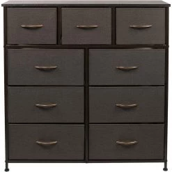 39.5 in. L x 11.5 in. W x 39.5 in. H 9-Drawer Brown Rustic Dresser with Steel Frame Wood Top Easy Pull Fabric Bins by Sorbus -Sorbus Sales Store brown rustic sorbus dressers drw 9d brn 4f 1000