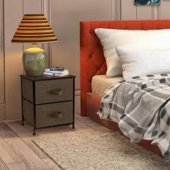 Nighstand 3-Drawer Dresser Brown 17.75 in. L x 11.87 in. W x 20 in. H by Sorbus -Sorbus Sales Store brown sorbus dressers drw 2d brn 31 1000