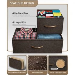 8-Drawer Brown Dresser Steel Frame Wood Top Easy Pull Fabric Bins 11.5 in. L x 34 in. W x 36 in. H by Sorbus -Sorbus Sales Store brown sorbus dressers drw 8d brn 44 1000