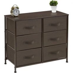 6-Drawer Gray Dresser Steel Frame Wood Top Easy Pull Fabric Bins 11.75 in. L x 31.5 in. W x 24.62 in. H by Sorbus 15 6-Drawer Gray Dresser Steel Frame Wood Top Easy Pull Fabric Bins 11.75 in. L x 31.5 in. W x 24.62 in. H by Sorbus -Sorbus Sales Store brown sorbus dressers drw cu6 brn 1f 1000
