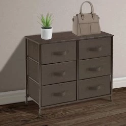 6-Drawer Gray Dresser Steel Frame Wood Top Easy Pull Fabric Bins 11.75 in. L x 31.5 in. W x 24.62 in. H by Sorbus 19 6-Drawer Gray Dresser Steel Frame Wood Top Easy Pull Fabric Bins 11.75 in. L x 31.5 in. W x 24.62 in. H by Sorbus -Sorbus Sales Store brown sorbus dressers drw cu6 brn 31 1000