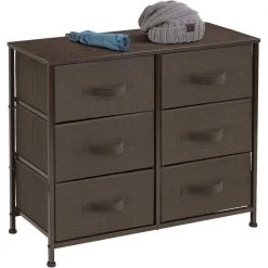 6-Drawer Gray Dresser Steel Frame Wood Top Easy Pull Fabric Bins 11.75 in. L x 31.5 in. W x 24.62 in. H by Sorbus 14 6-Drawer Gray Dresser Steel Frame Wood Top Easy Pull Fabric Bins 11.75 in. L x 31.5 in. W x 24.62 in. H by Sorbus -Sorbus Sales Store brown sorbus dressers drw cu6 brn 4f 1000
