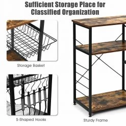 35 1/2 in. W Rustic Brown Metal Frame Kitchen Baker's Rack Kitchen Storage Shelf by ANGELES HOME -Sorbus Sales Store charcoal brown angeles home baker s racks m63 8hw899 1f 1000