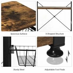 35 1/2 in. W Rustic Brown Metal Frame Kitchen Baker's Rack Kitchen Storage Shelf by ANGELES HOME -Sorbus Sales Store charcoal brown angeles home baker s racks m63 8hw899 44 1000