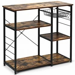 35 1/2 in. W Rustic Brown Metal Frame Kitchen Baker's Rack Kitchen Storage Shelf by ANGELES HOME -Sorbus Sales Store charcoal brown angeles home baker s racks m63 8hw899 4f 1000