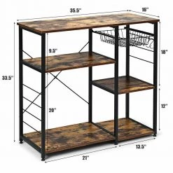 35 1/2 in. W Rustic Brown Metal Frame Kitchen Baker's Rack Kitchen Storage Shelf by ANGELES HOME -Sorbus Sales Store charcoal brown angeles home baker s racks m63 8hw899 c3 1000