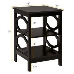16 in. W x 16 in. D x 24 in. H 3-Tier Accent End Table in Coffee by ANGELES HOME -Sorbus Sales Store coffee angeles home end side tables m65 8hw690cf c3 1000