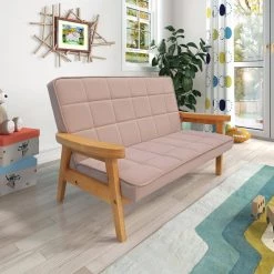 Cream Microfibre Solid Wood Kids Loveseat Children Armrest Couch by ANGELES HOME -Sorbus Sales Store cream angeles home kids chairs miy09870r 31 1000