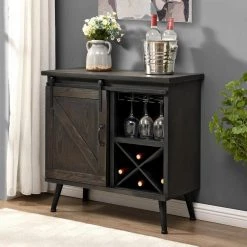 31.5 in. x 14.5 in. x 31 in. Rectangular Wood FirsTime and Co. Dark Brown Rogan Barn Door Bar Cabinet by FirsTime & Co. -Sorbus Sales Store dark brown firstime co accent cabinets 70506 31 1000