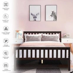 80 in. W Espresso Full Size Wood Bed Frame Wood Slats Support Platform Bed by ANGELES HOME -Sorbus Sales Store espresso angeles home platform beds hw61 8ck 696 1f 1000