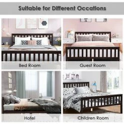 80 in. W Espresso Full Size Wood Bed Frame Wood Slats Support Platform Bed by ANGELES HOME -Sorbus Sales Store espresso angeles home platform beds hw61 8ck 696 44 1000