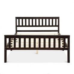 80 in. W Espresso Full Size Wood Bed Frame Wood Slats Support Platform Bed by ANGELES HOME