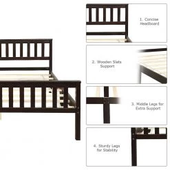 85 in. W Espresso Queen Size Wood Frame Support Platform with Headboard and Footboard by ANGELES HOME -Sorbus Sales Store espresso angeles home platform beds hw61 8ck 697 1f 1000