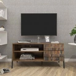 43.31 in. Espresso Modern TV Stand Console with Cable Management Hole and a Storage Cabinet by ANGELES HOME -Sorbus Sales Store espresso angeles home tv stands myf37248r 31 1000