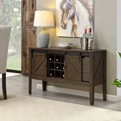 47 in. L Quincy Farmhouse Barn Door Rectangle Espresso Wood Console Table by FirsTime & Co. -Sorbus Sales Store espresso firstime co console tables 70268 31 1000