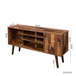 53.15 in. Wood Walnut Finish TV Stand with Shelves and Cabinet Fits TV's up to 65 in. with Cable Management by ANGELES HOME -Sorbus Sales Store fir angeles home tv stands sa33 9w331149 76 1000