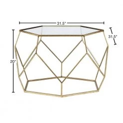 Geometric 32 in. Gold Medium Hexagon Glass Coffee Table by FirsTime & Co. -Sorbus Sales Store gold firstime co coffee tables 70193 40 1000