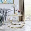 Geometric 32 in. Gold Medium Hexagon Glass Coffee Table by FirsTime & Co.