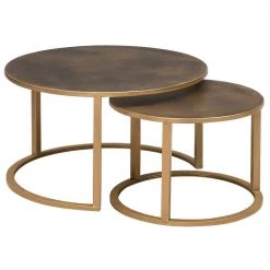 27.5 in. x 27.5 in. x 16 in. Round Metal Gold Hayes Nesting Coffee Table 2-Piece Set by FirsTime & Co.