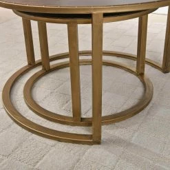27.5 in. x 27.5 in. x 16 in. Round Metal Gold Hayes Nesting Coffee Table 2-Piece Set by FirsTime & Co. -Sorbus Sales Store gold firstime co coffee tables 70265 76 1000