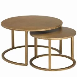 27.5 in. x 27.5 in. x 16 in. Round Metal Gold Hayes Nesting Coffee Table 2-Piece Set by FirsTime & Co. -Sorbus Sales Store gold firstime co coffee tables 70265 77 1000