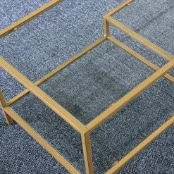 39 x 19 x 16 in Rectangular Metal FirsTime & Co. Gold Alexander Glass Top Coffee Table -Sorbus Sales Store gold firstime co coffee tables 70475 c3 1000