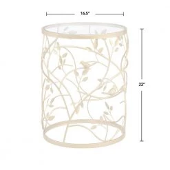 16.5 in. x 16.5 in. x 22 in. Round Metal Gold Large Bird and Branches Side Table by FirsTime & Co. -Sorbus Sales Store gold firstime co end side tables 70311 1f 1000