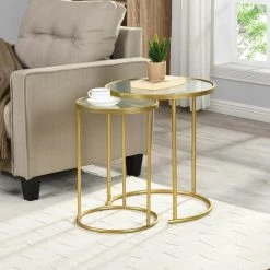 Stark Gold Nesting End Table 2-Piece Set - 18" x 21" by FirsTime & Co.