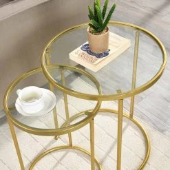 Stark Gold Nesting End Table 2-Piece Set - 18" x 21" by FirsTime & Co. -Sorbus Sales Store gold firstime co nesting tables 70181 c3 1000