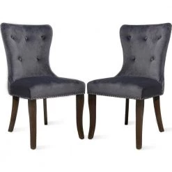 Gray Upholstery Button Tufted Armless Chair Dining Chair (Set of 2) by ANGELES HOME