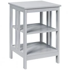 16 in. W x 16 in. D x 24 in. H 3-Tier Accent Side Table in Gray by ANGELES HOME
