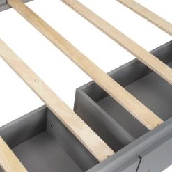 Gray Wood Kids Twin Bed Frame House Bed with Drawers and Roof by ANGELES HOME -Sorbus Sales Store gray angeles home kids beds m8r00701aae 76 1000