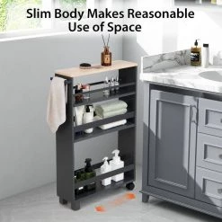 Gray 4-Tier Slim Storage Kitchen Cart with Adjustable Shelves by ANGELES HOME -Sorbus Sales Store gray angeles home kitchen carts 10309gr 8ck jv 4f 1000